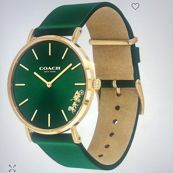 NEw‼️ COACH New York Women’s Perry Green leather Strap Watch. - Picture 1 of 14